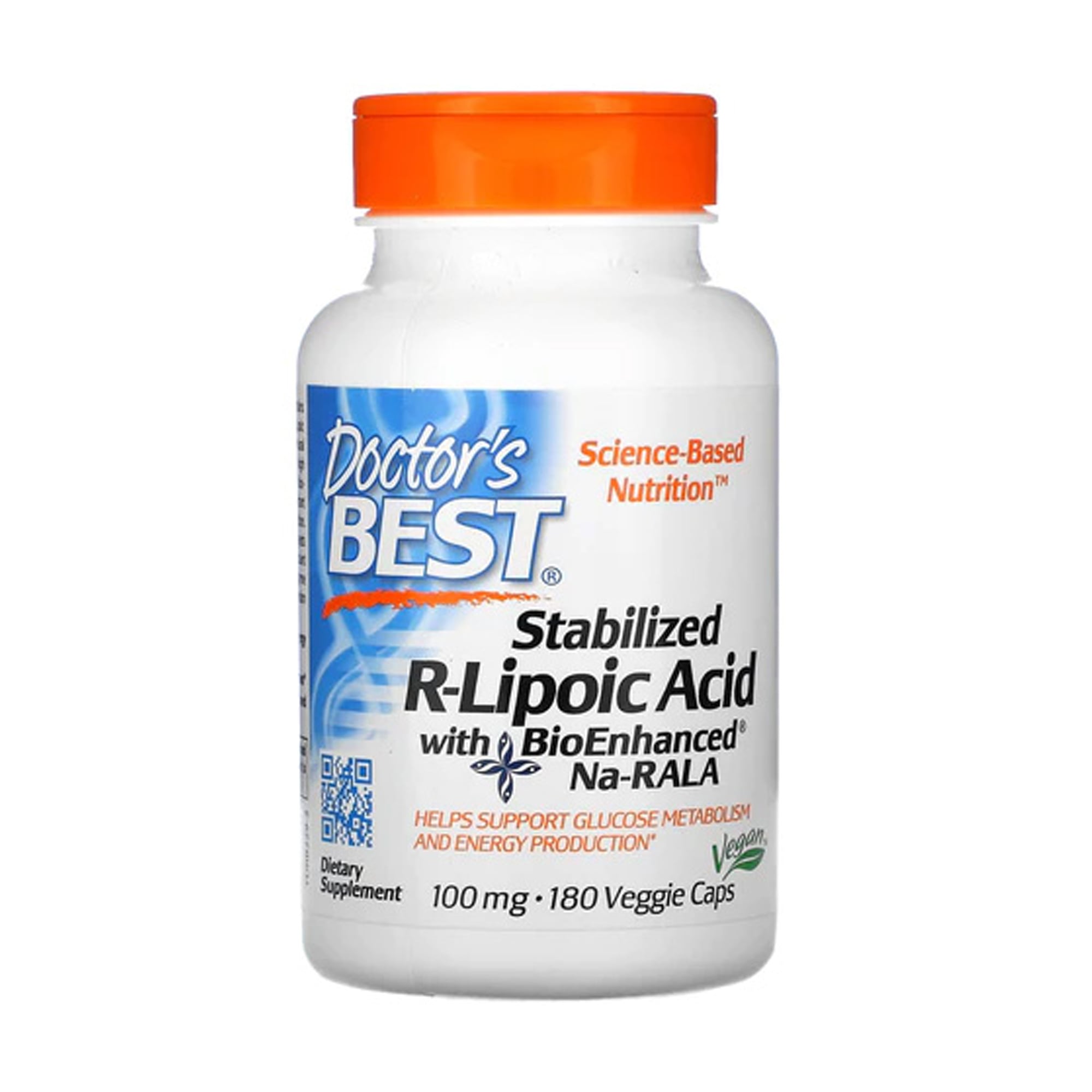 R-ліпоєва кислота Doctor's Best Stabilized R-Lipoic Acid With Bioenhanced Na-Rala 100 мг, 180 капсул